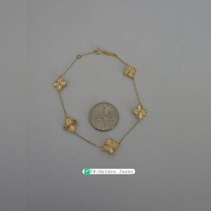 18K Real Gold Clover Bracelet 8mm